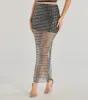 All That Shines Rhinestone Fishnet Maxi Skirt sold by Windsor