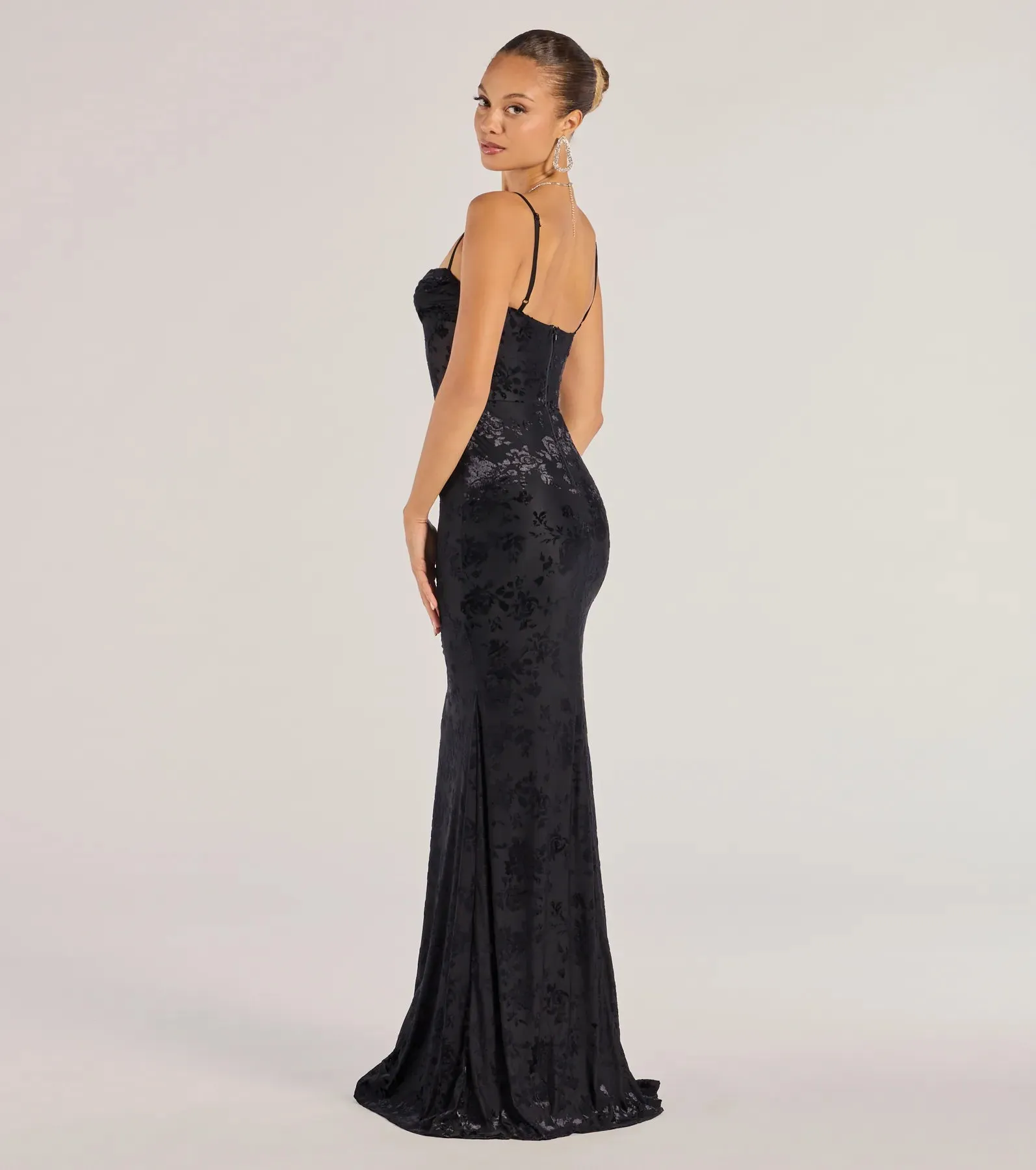 Alessandra Sleeveless Flocked Velvet Mermaid Dress sold by Windsor product image thumbnail 2