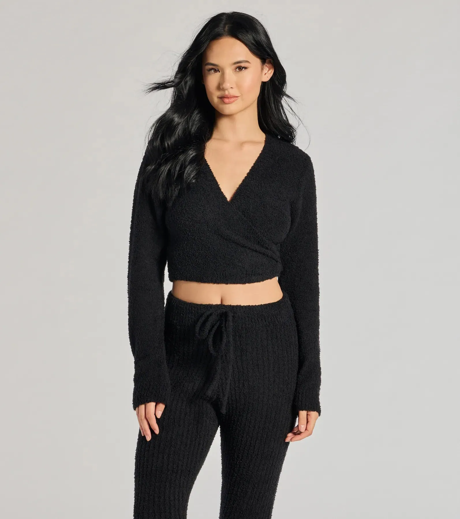 Cozy Life Chenille Knit Wrap-Front Crop Top sold by Windsor product image thumbnail 5