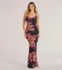 Pretty Blooms Floral Mesh Halter Maxi Dress sold by Windsor