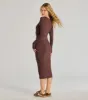 Modern Minimalist Long Sleeve Midi Dress sold by Windsor