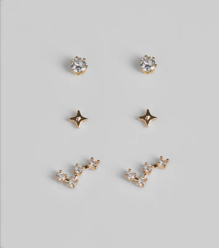 Wish Upon A Star Three Pack Stud Earring Set sold by Windsor