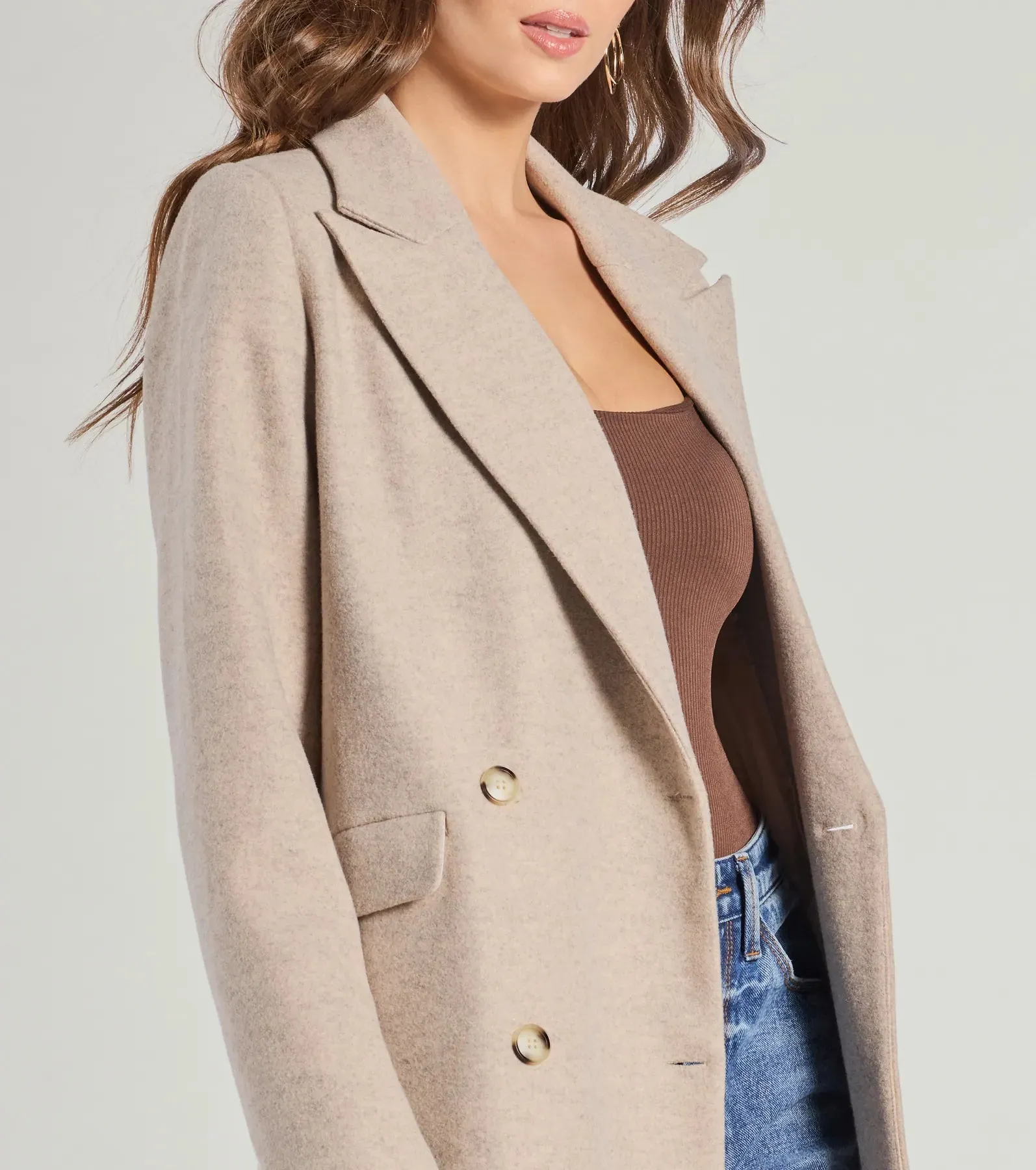 Refined Glamour Oversized Faux Wool Trench Coat sold by Windsor product image thumbnail 3