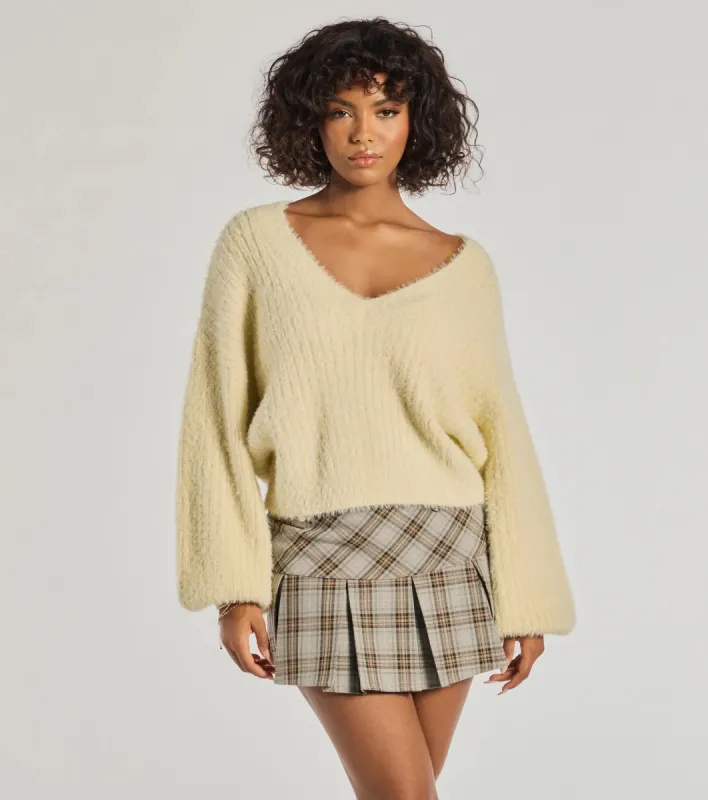 Cuddle Up Eyelash Knit V-Neck Sweater sold by Windsor