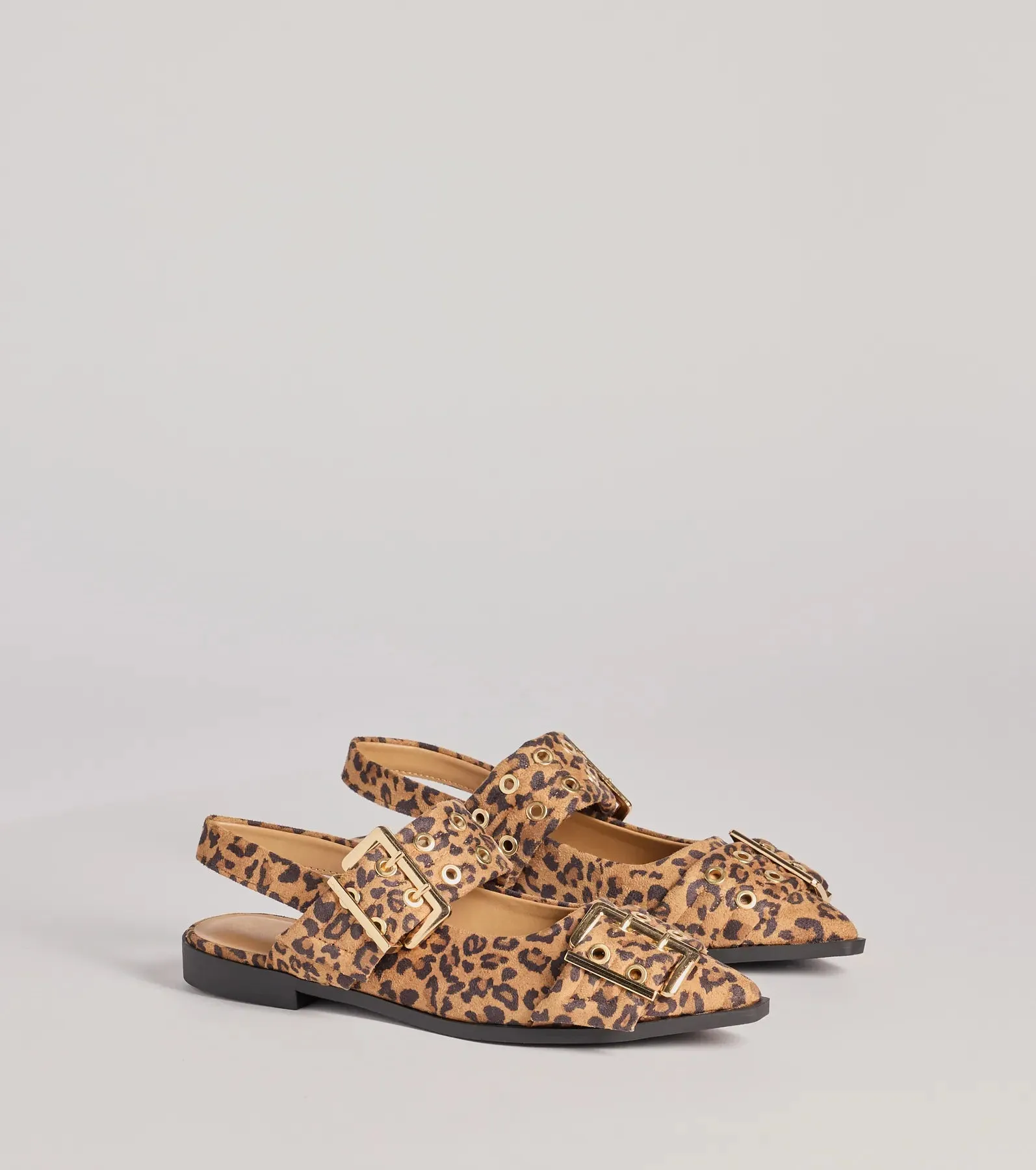 Sassy Stride Leopard Print Buckle Strap Flats sold by Windsor