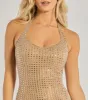 Glam Diva Rhinestone Mesh Bodycon Mini Dress sold by Windsor