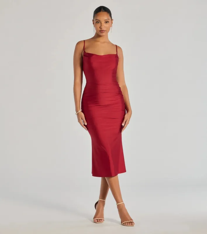 Stunning Silhouette Ruched Knit Midi Dress sold by Windsor