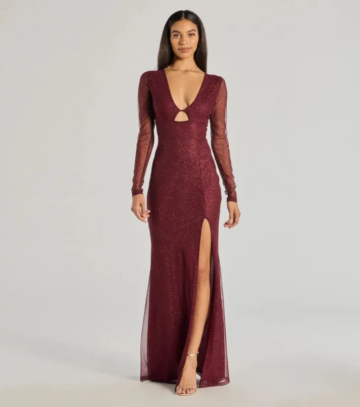Alanna Glitter Mesh Long Sleeve Mermaid Dress sold by Windsor