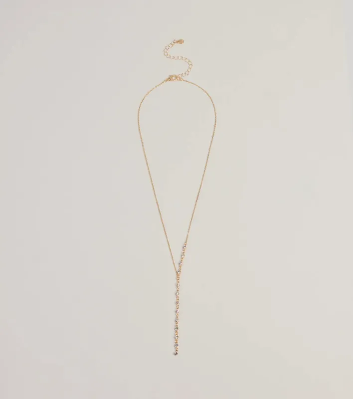 Dainty Sparkle Rhinestone Lariat Necklace sold by Windsor