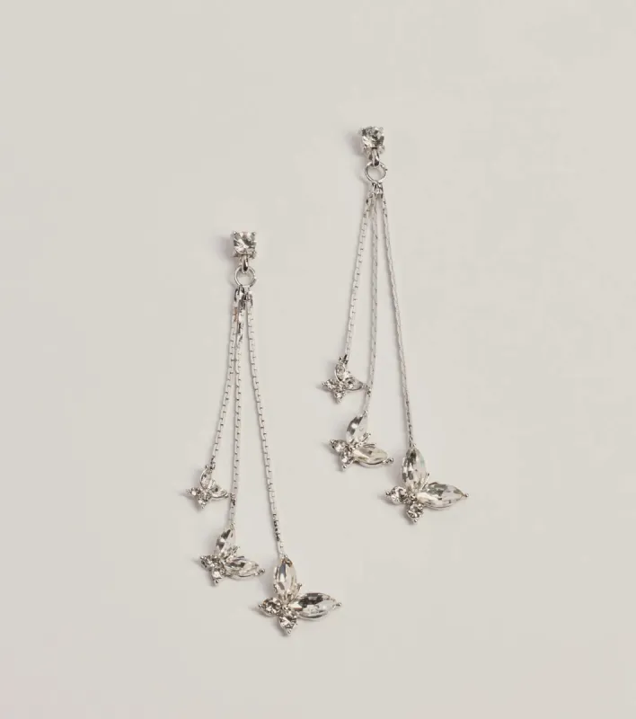 Adorable Shine Rhinestone Butterfly Drop Earrings sold by Windsor
