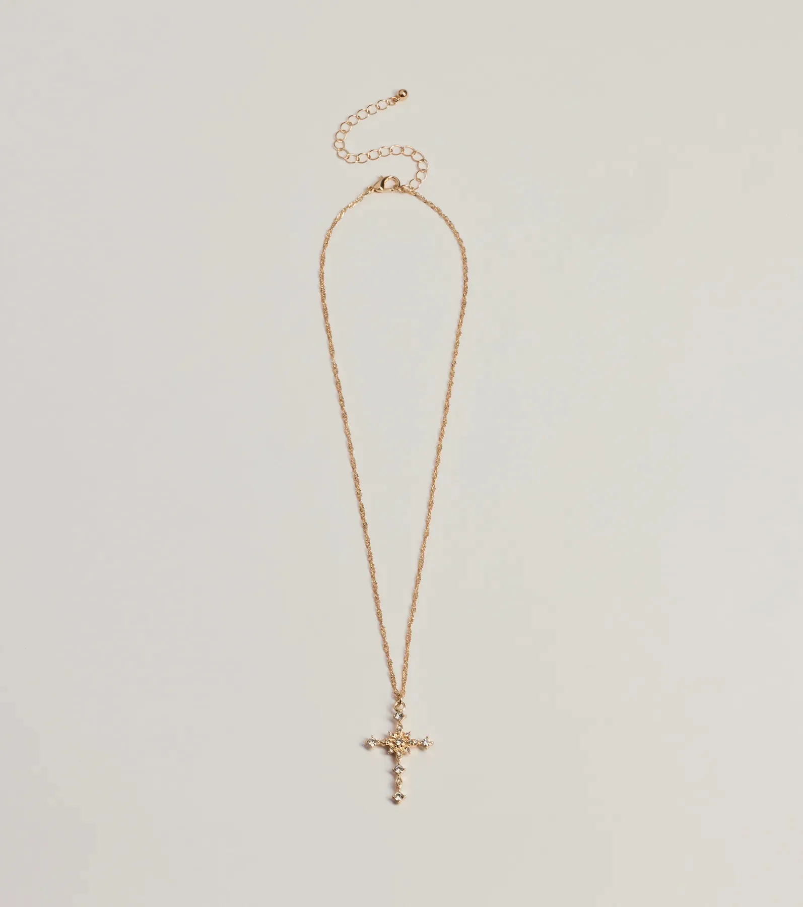 Dainty Glam Rhinestone Cross Pendant Necklace sold by Windsor
