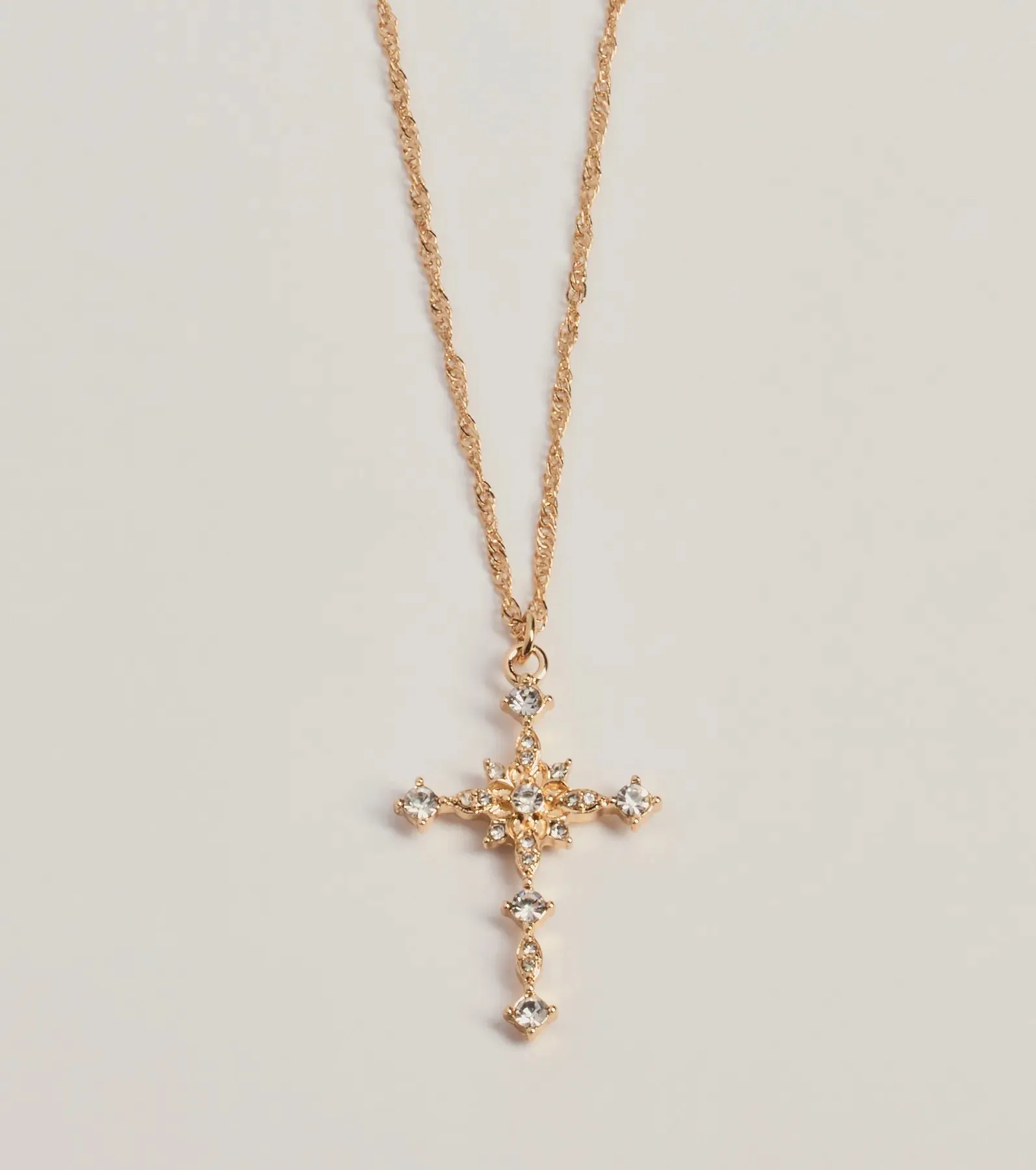 Dainty Glam Rhinestone Cross Pendant Necklace sold by Windsor product image thumbnail 2
