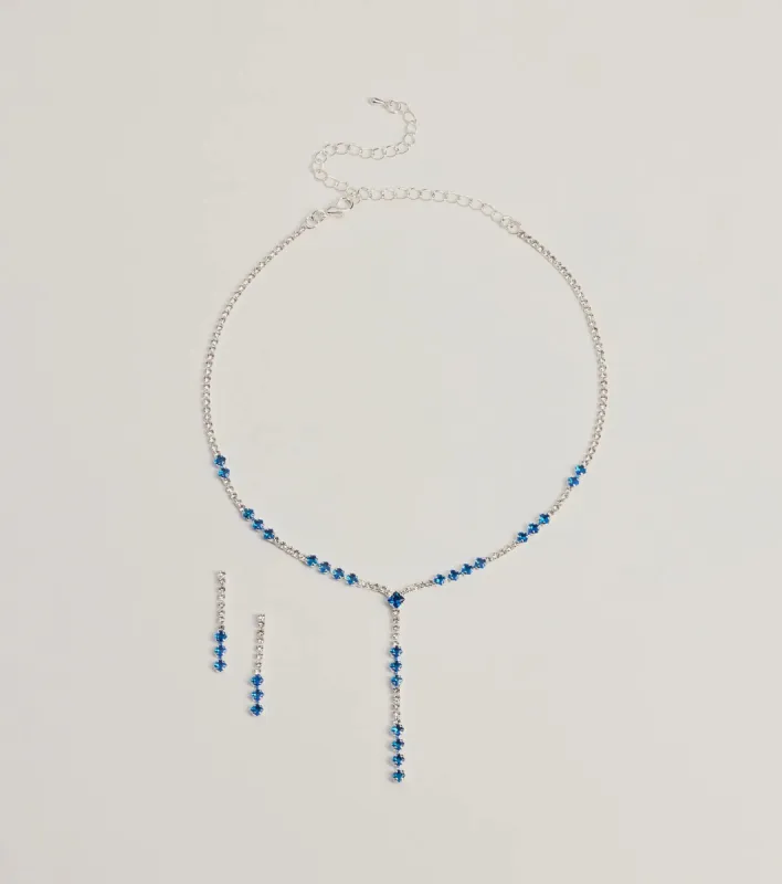 Luxe Glimmer Rhinestone Necklace And Earrings Set sold by Windsor