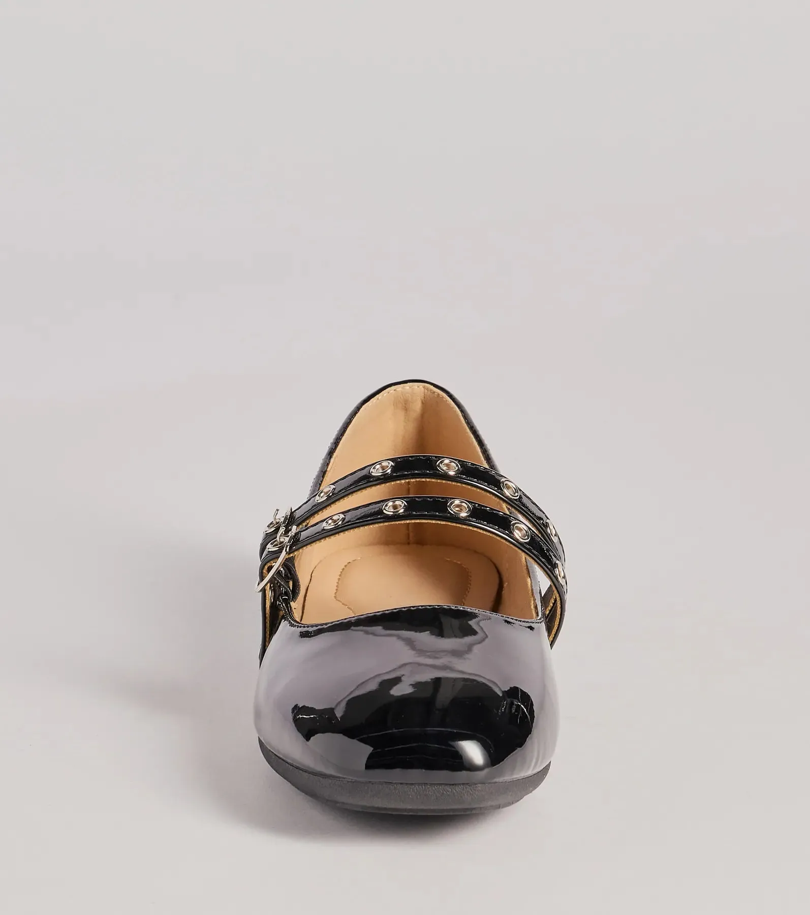 Sleek Buckled Strappy Patent Faux Leather Flats sold by Windsor product image thumbnail 3