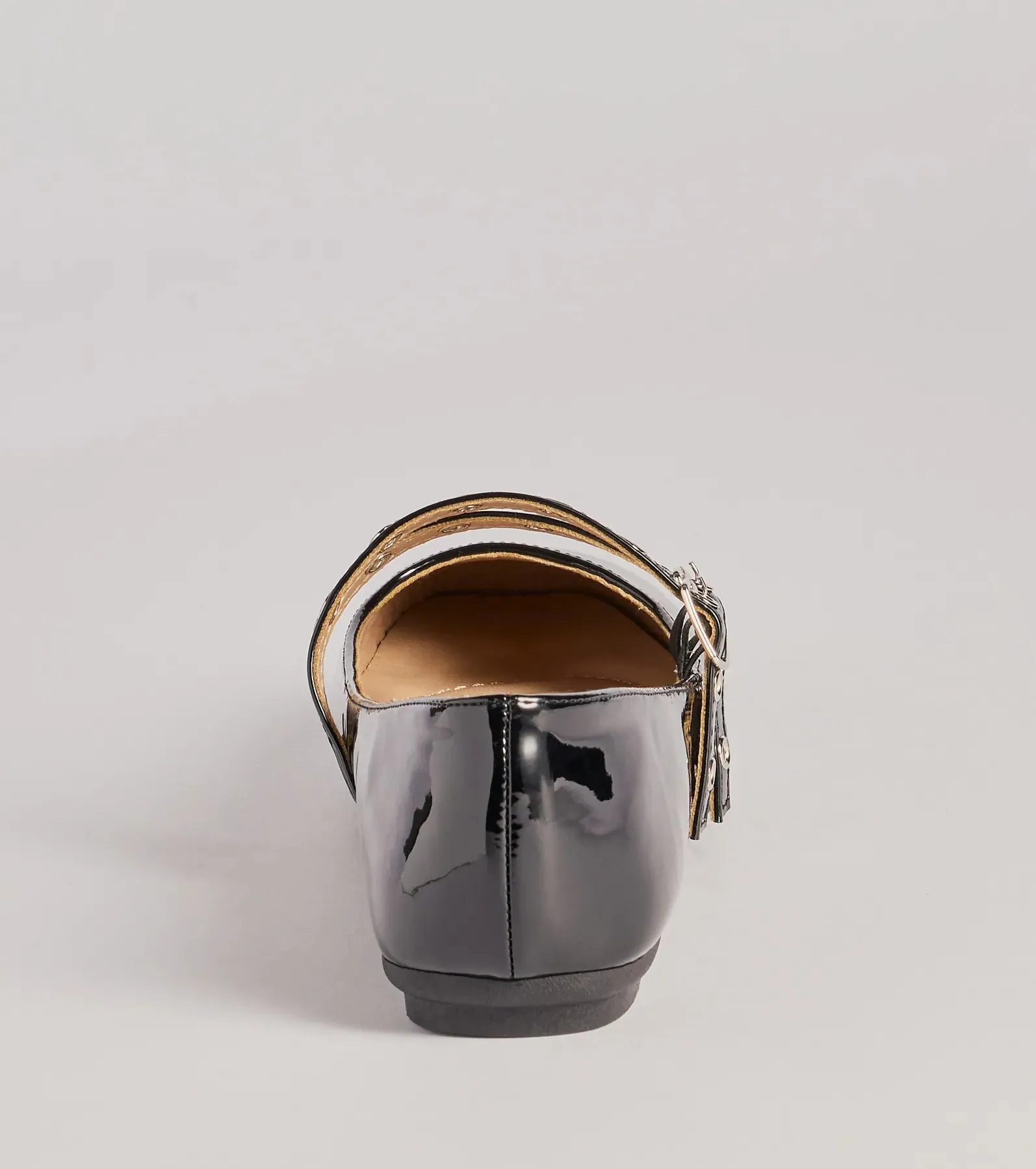 Sleek Buckled Strappy Patent Faux Leather Flats sold by Windsor product image thumbnail 4