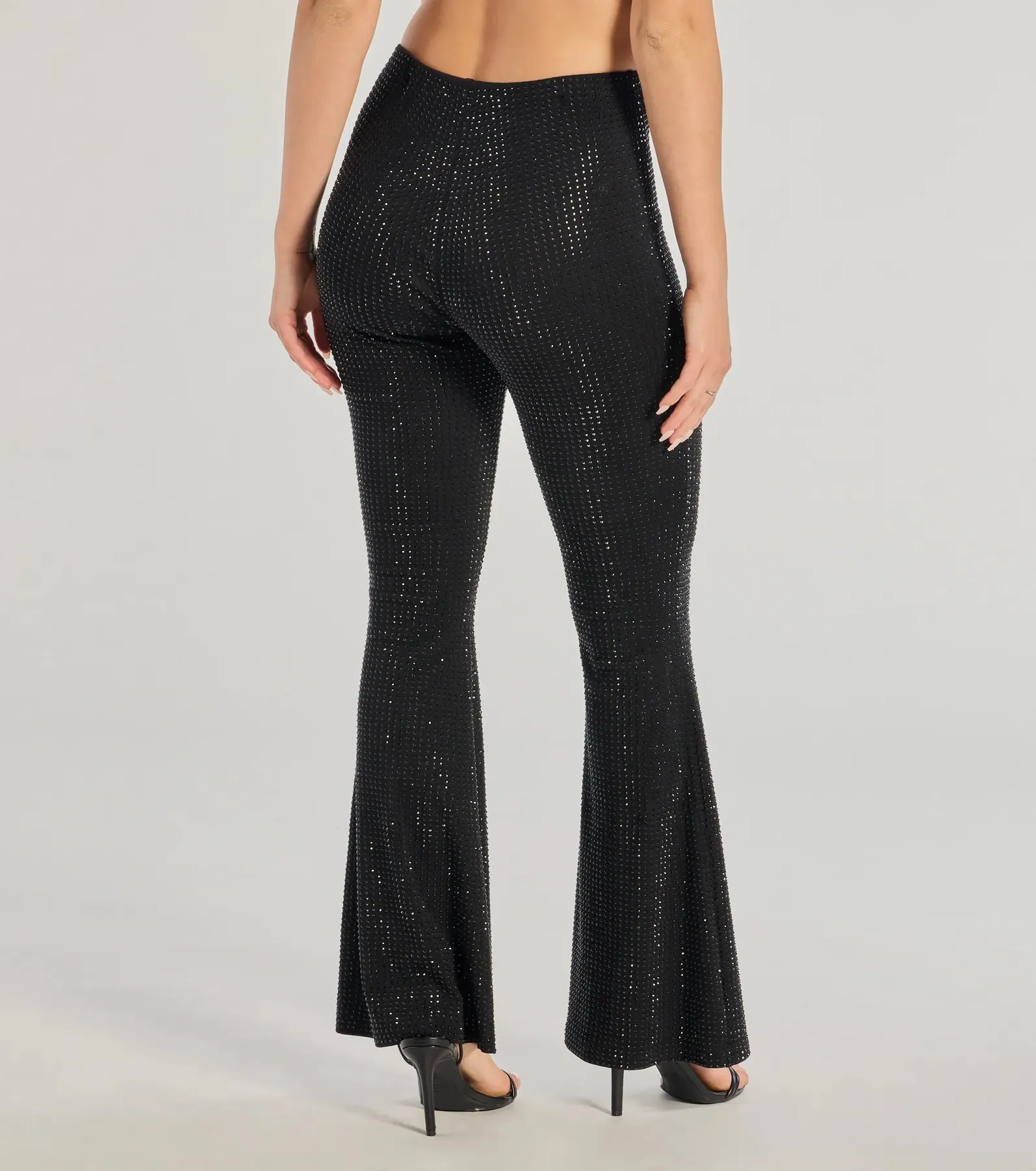 Glitzy Vibes Rhinestone Knit Flare Pants sold by Windsor product image thumbnail 2