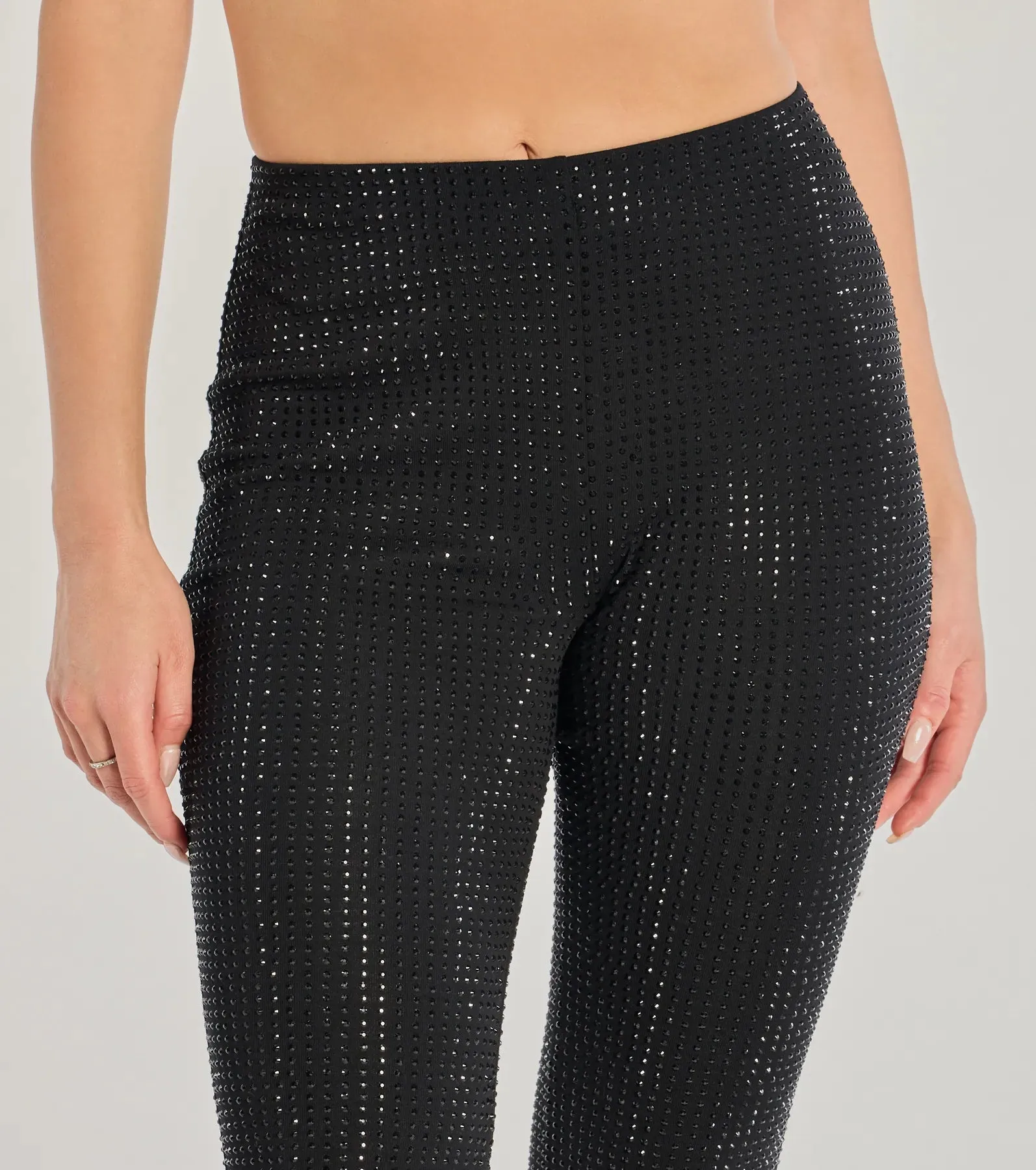 Glitzy Vibes Rhinestone Knit Flare Pants sold by Windsor product image thumbnail 3