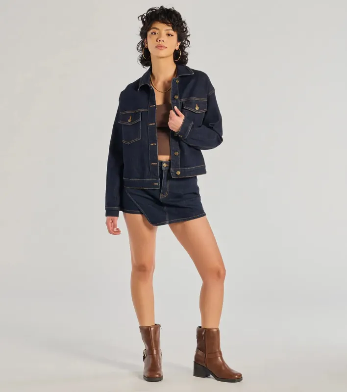 Trendy Casual High-Rise Denim Skort sold by Windsor