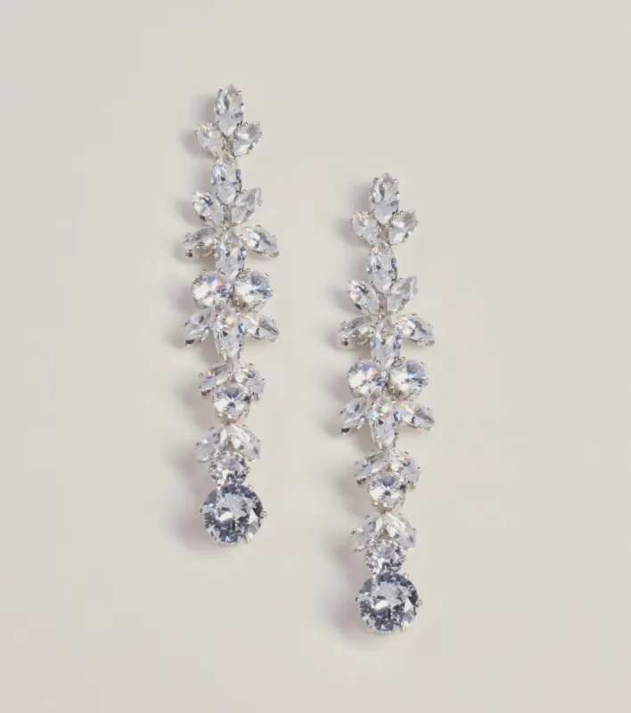 Radiant Allure Rhinestone Teardrop Linear Earrings sold by Windsor