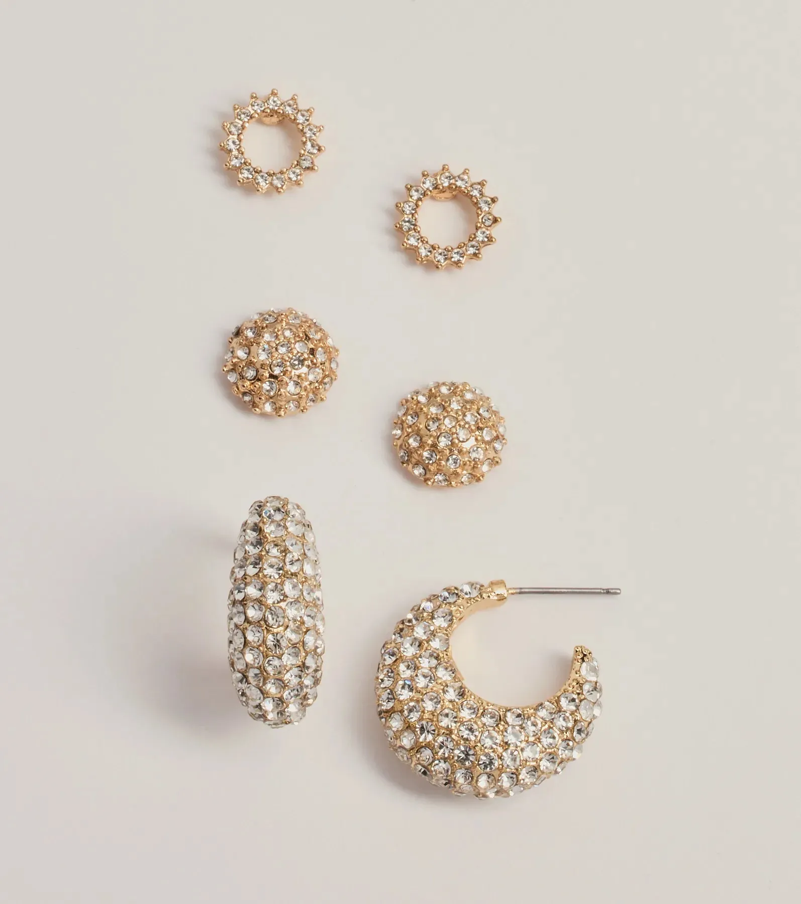 Dazzle Diva Rhinestone Three-Pack Earrings Set sold by Windsor