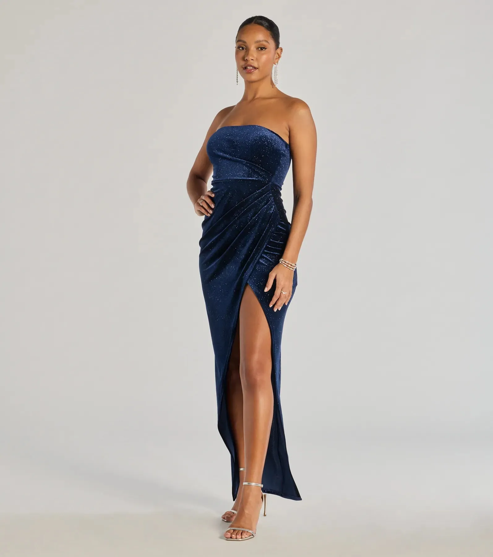 Cordelia Velvet Glitter Long Wrap Dress sold by Windsor product image thumbnail 4
