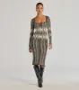 Trendy Look Abstract Striped Knit Midi Sweater Dress sold by Windsor