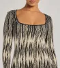 Trendy Look Abstract Striped Knit Midi Sweater Dress sold by Windsor