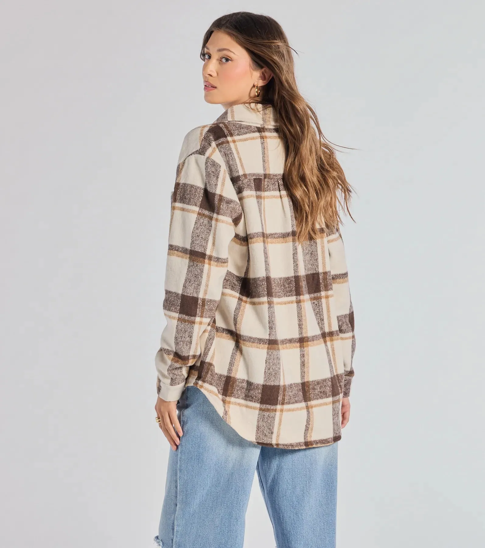 Comfy Trend Plaid Woven Oversized Shacket sold by Windsor product image thumbnail 2