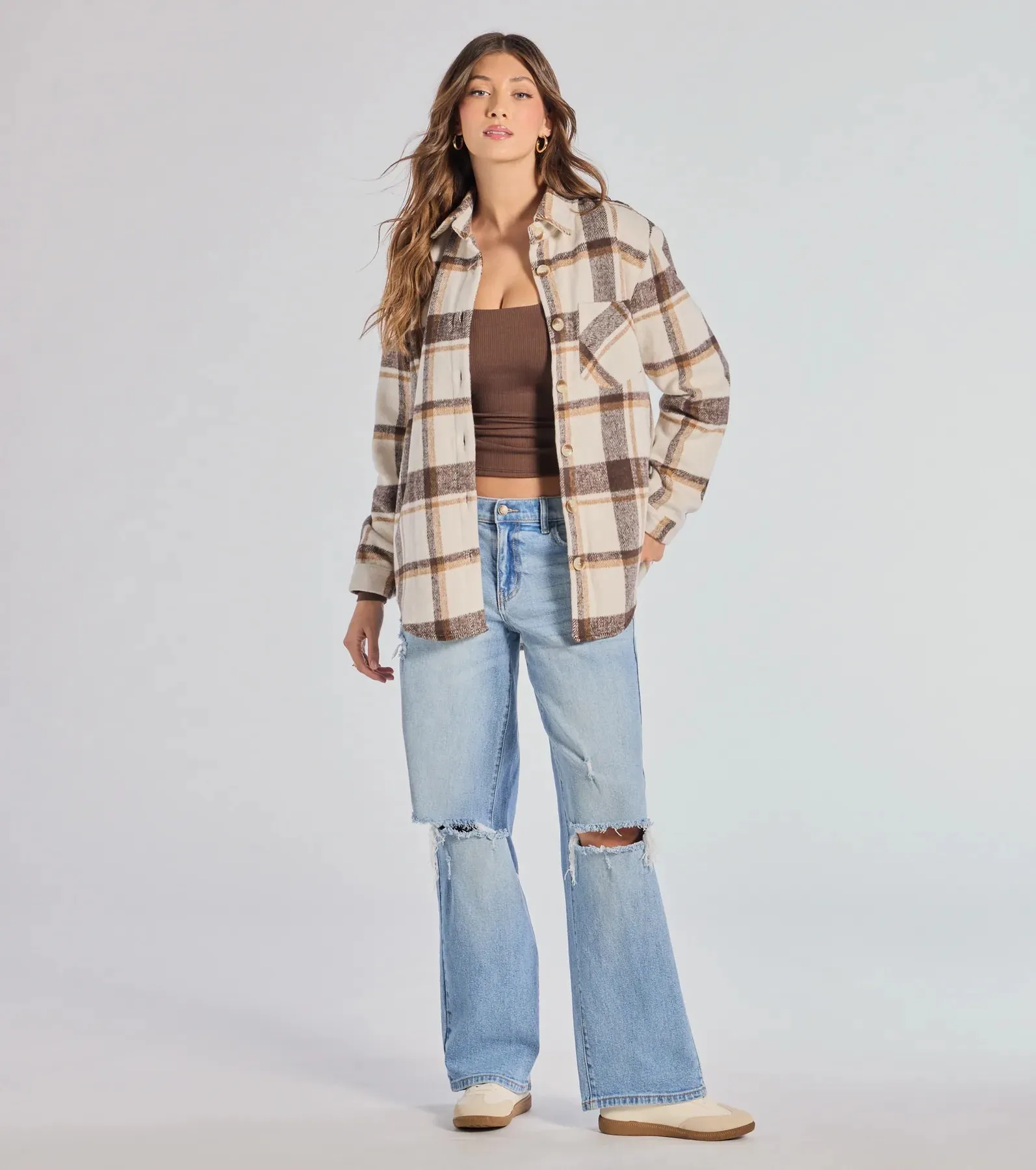 Comfy Trend Plaid Woven Oversized Shacket sold by Windsor product image thumbnail 3