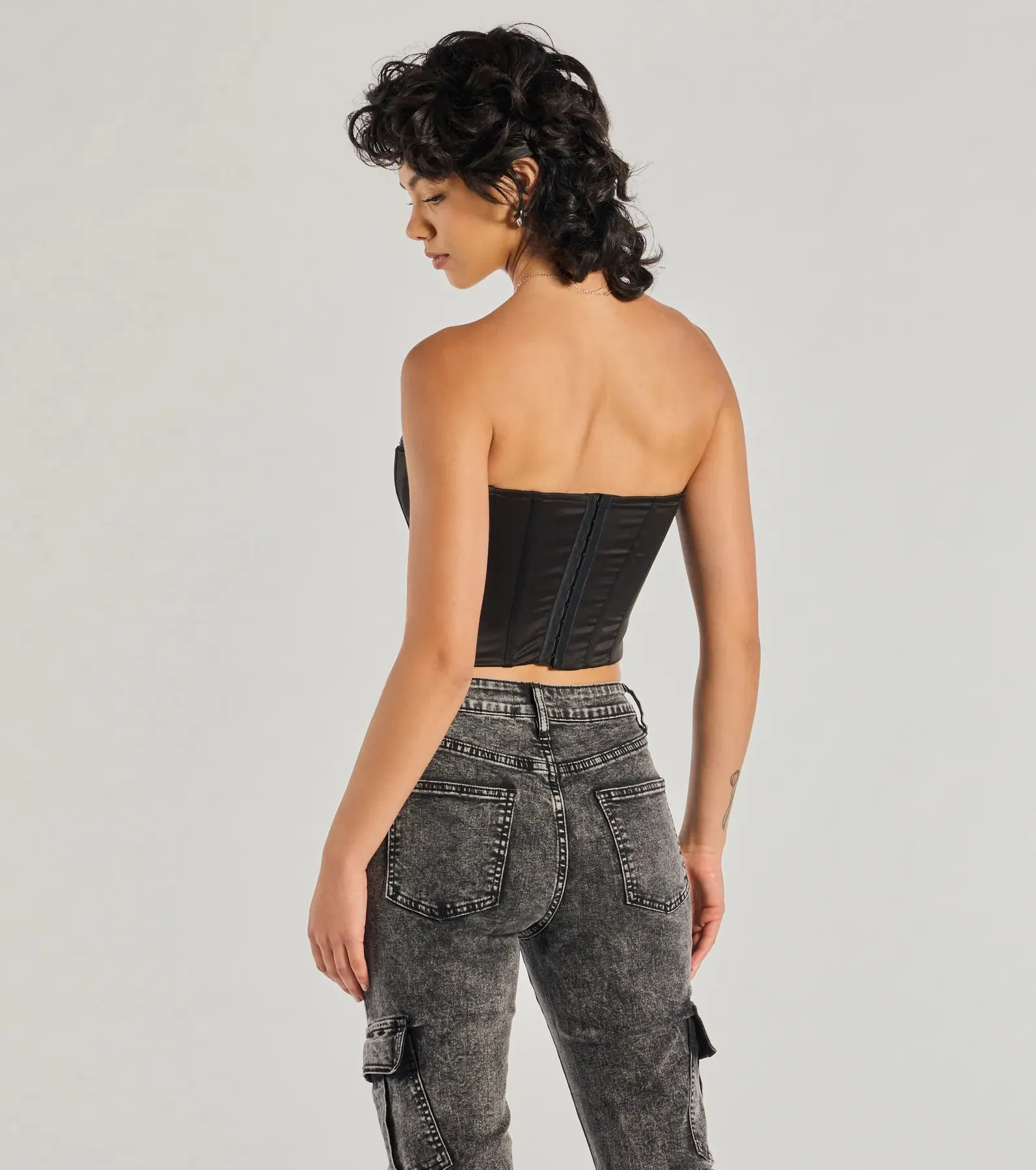 Glam Alert Satin And Rhinestone Corset Top sold by Windsor product image thumbnail 2