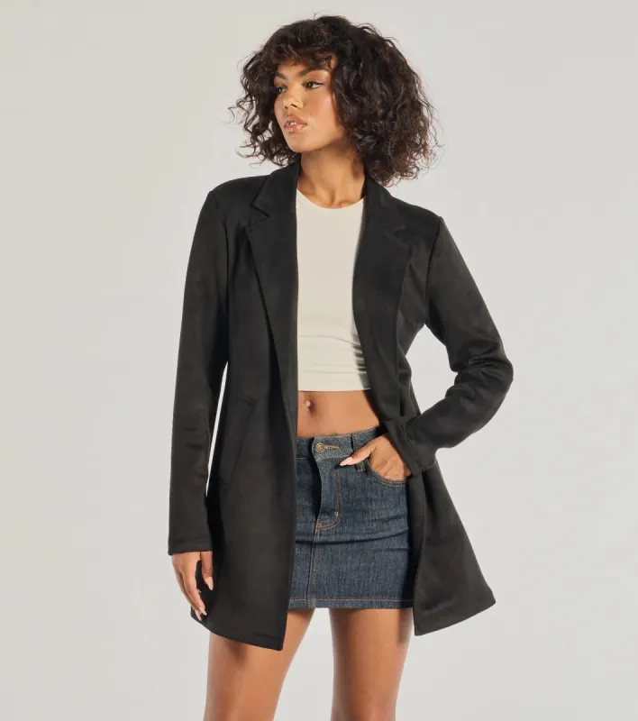 On The Move Faux Suede Long Blazer sold by Windsor