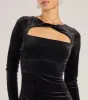Adina Velvet Long Sleeve Open Back Mini Dress sold by Windsor