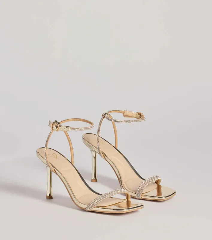 Shimmering Sparkle Rhinestone Chrome Stiletto Heels sold by Windsor