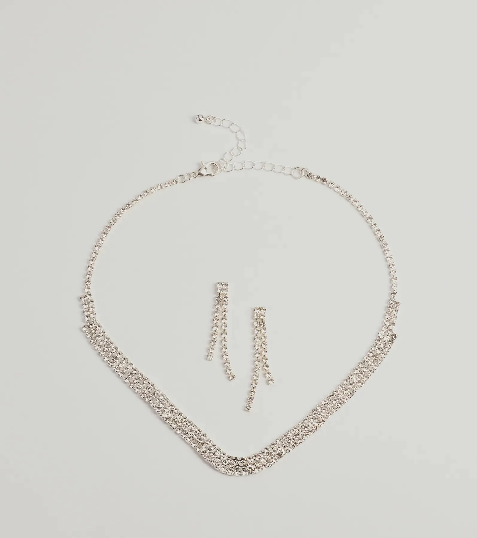 Gorgeous Shimmer Rhinestone Necklace And Earring Set sold by Windsor