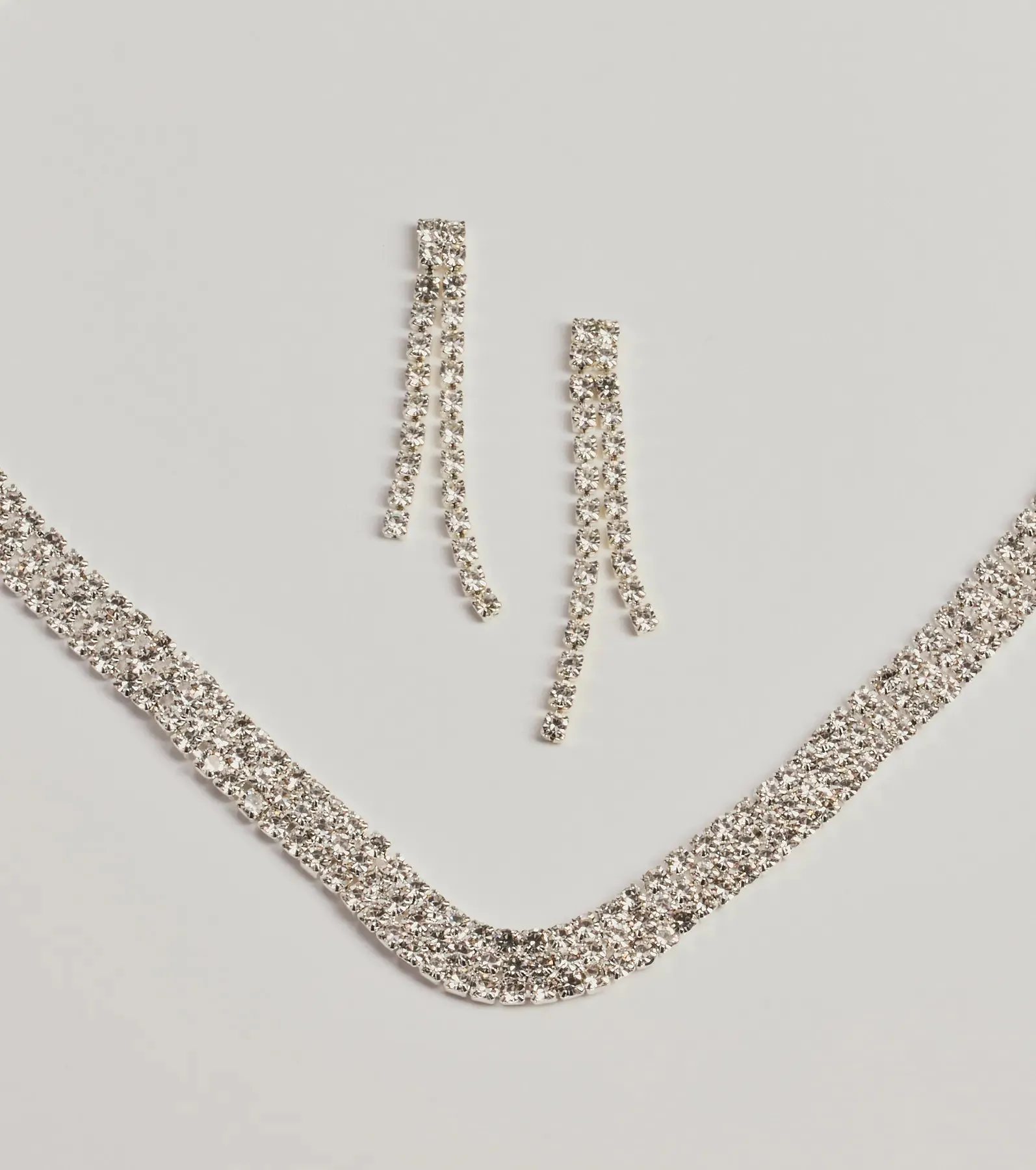Gorgeous Shimmer Rhinestone Necklace And Earring Set sold by Windsor product image thumbnail 2