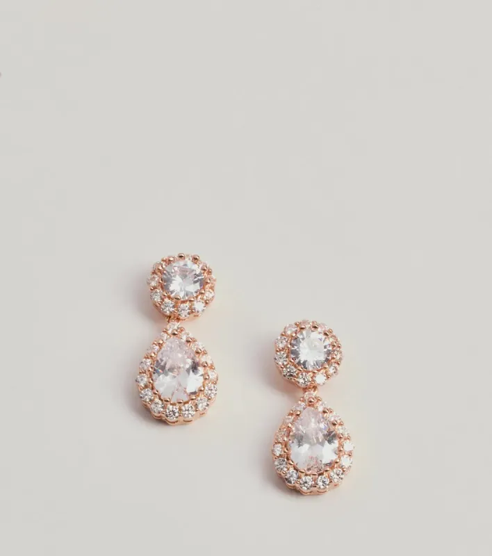 Dainty Glitz Rhinestone Drop Stud Earrings sold by Windsor