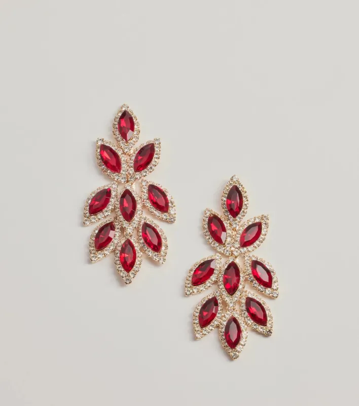 Reign With Glamour Gemstone Leaf Drop Earrings sold by Windsor