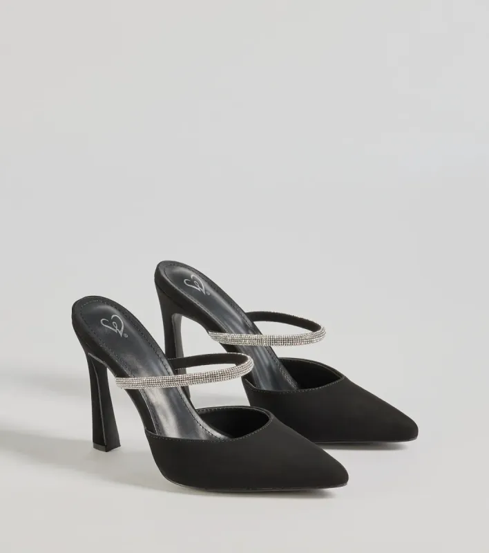 Chic Shine Rhinestone Strap Stiletto Pumps sold by Windsor