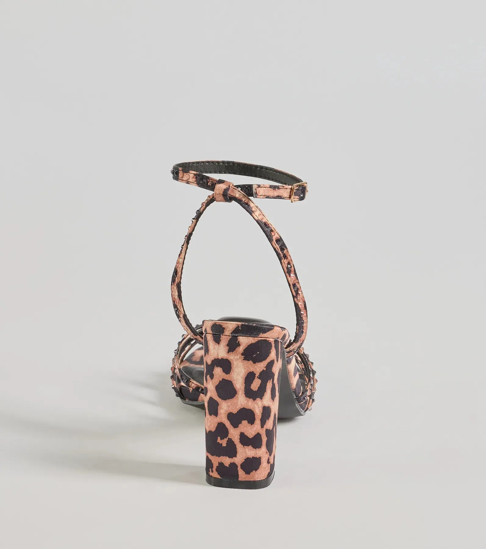 Sassy Rhinestone Strappy Leopard Print Block Heels sold by Windsor product image thumbnail 4