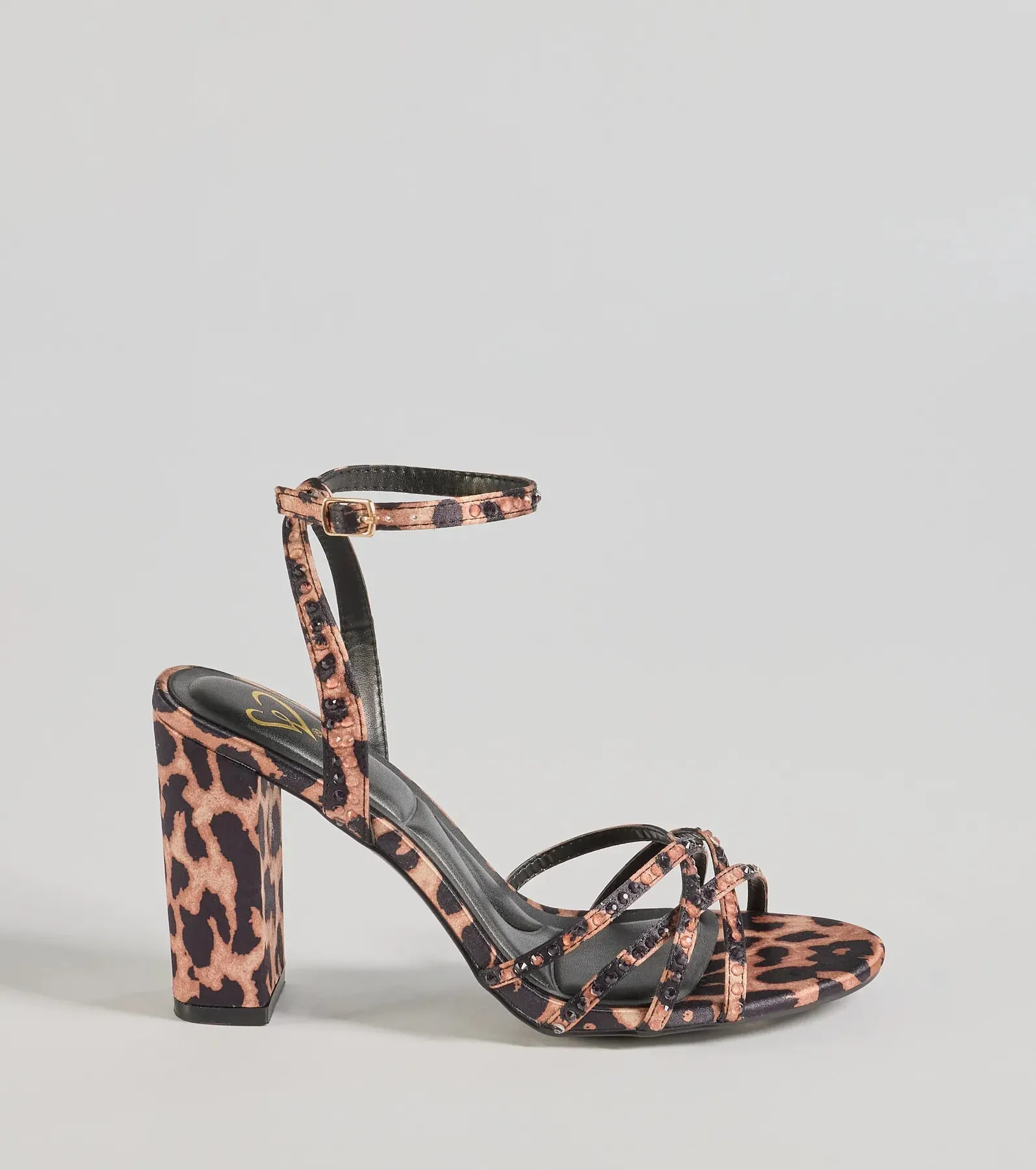 Sassy Rhinestone Strappy Leopard Print Block Heels sold by Windsor product image thumbnail 2