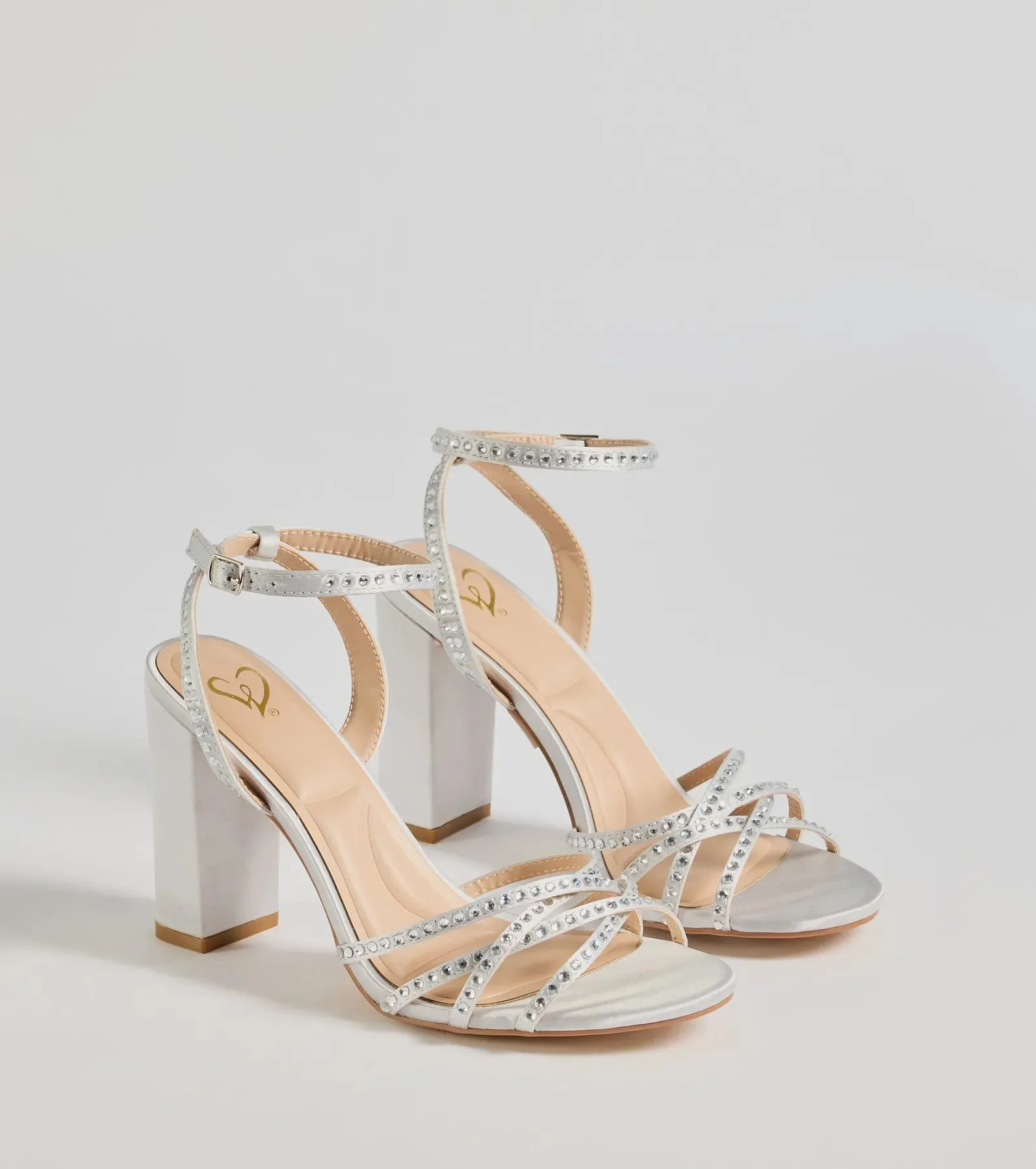 Step Out And Sparkle Rhinestone Strappy Block Heels sold by Windsor