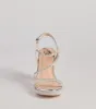 Glam Stride Rhinestone Metallic Platform Block Heels sold by Windsor