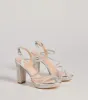 Glam Stride Rhinestone Metallic Platform Block Heels sold by Windsor