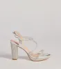 Glam Stride Rhinestone Metallic Platform Block Heels sold by Windsor