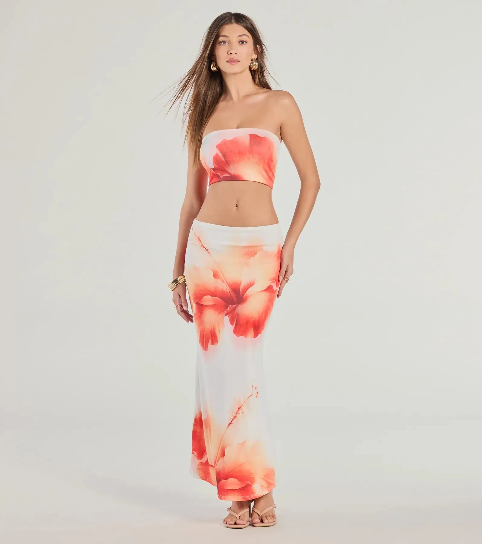 Outside The Lines Floral Print Maxi Skirt sold by Windsor