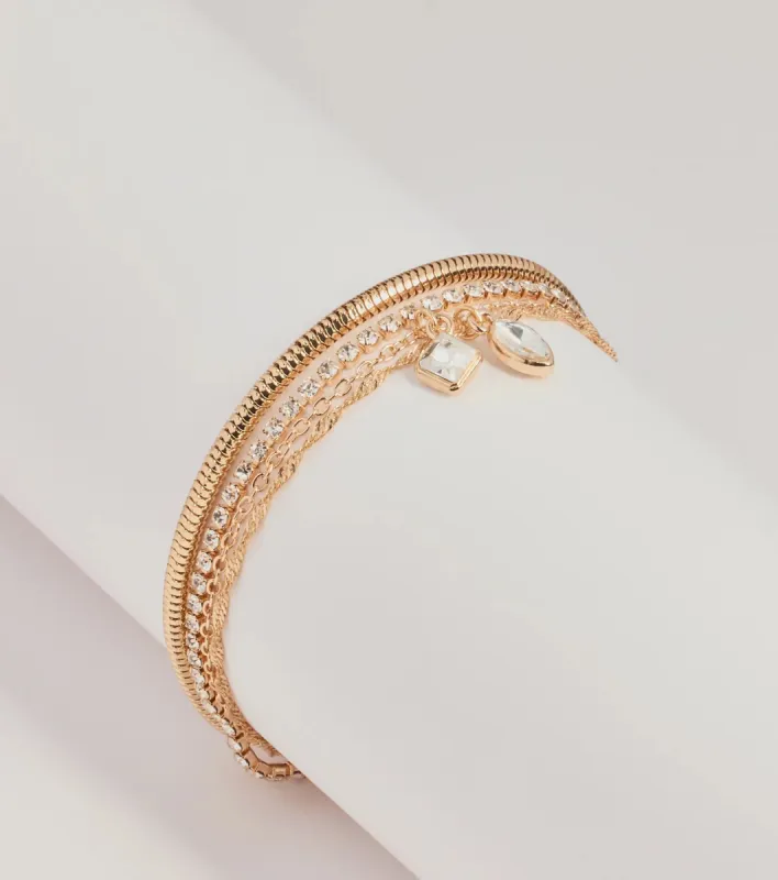 Trendy Stack Multi-Chain Rhinestone Bracelet sold by Windsor