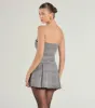 Adorable Factor Plaid Strapless Drop Waist Romper sold by Windsor