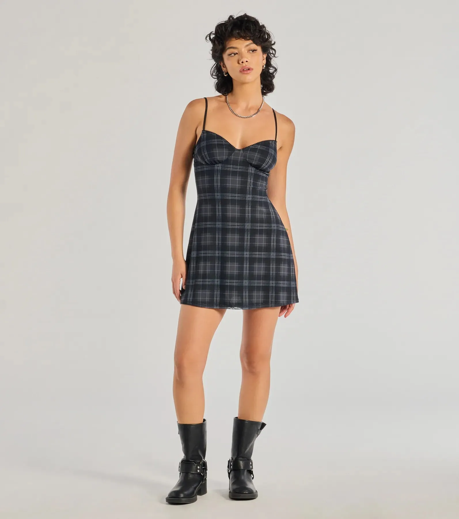 Plaid Mood Sleeveless A-Line Mini Dress sold by Windsor product image thumbnail 3