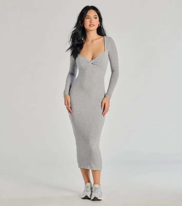 Sculpted Chic Ribbed Knit Midi Dress sold by Windsor