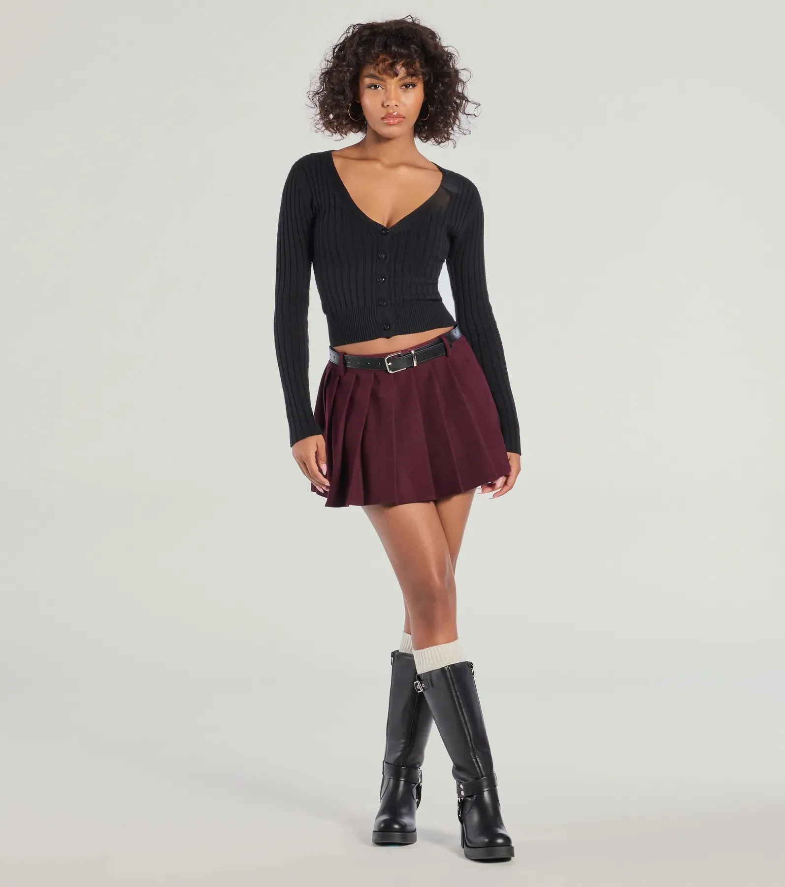 Downtown Girl Belted Pleated Mini Skirt sold by Windsor product image thumbnail 3